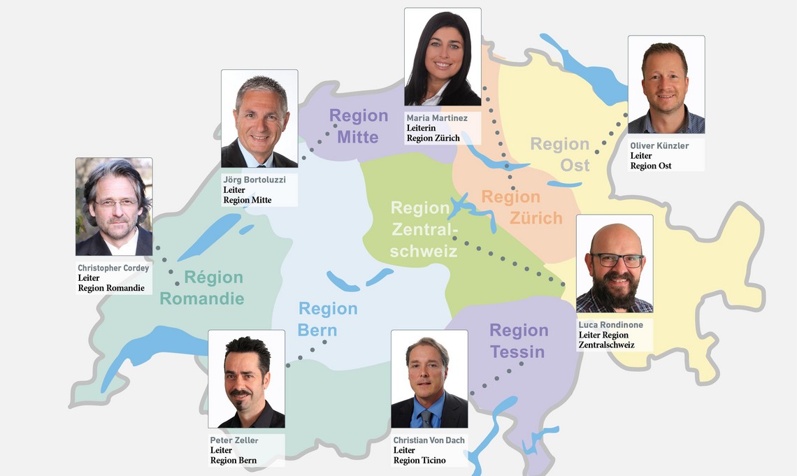 Schweizerkarte mit Regionenleiter