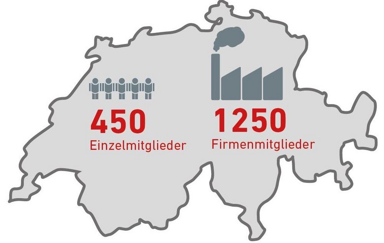 Übersicht Einzelmitglieder und Firmenmitglieder in Zahlen auf schweizer Karte